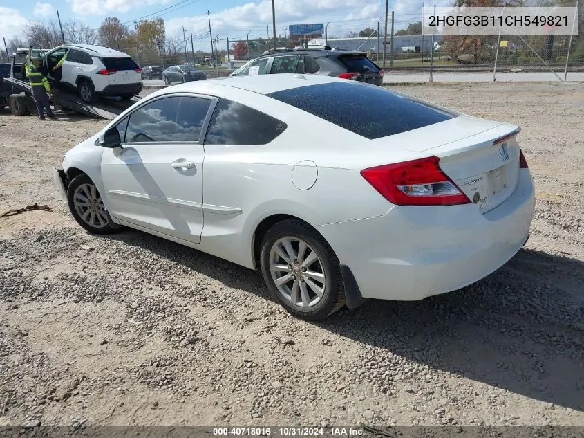 2012 Honda Civic Ex-L VIN: 2HGFG3B11CH549821 Lot: 40718016