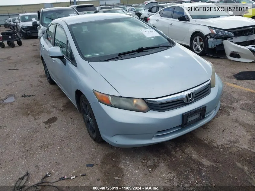 2012 Honda Civic Sdn Lx VIN: 2HGFB2F5XCH528018 Lot: 40725019