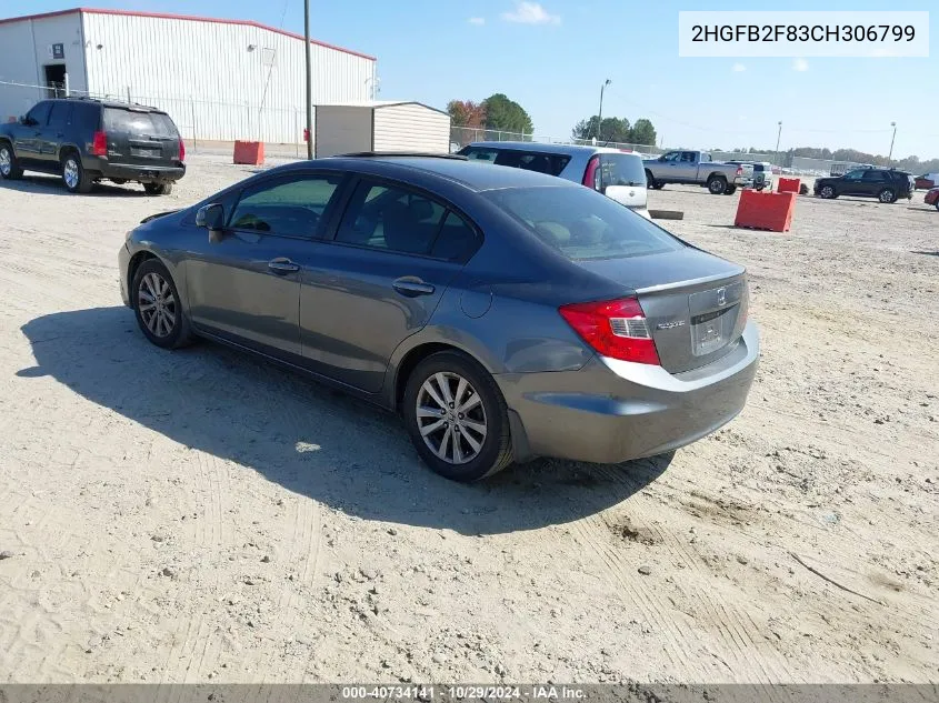 2012 Honda Civic Ex VIN: 2HGFB2F83CH306799 Lot: 40734141