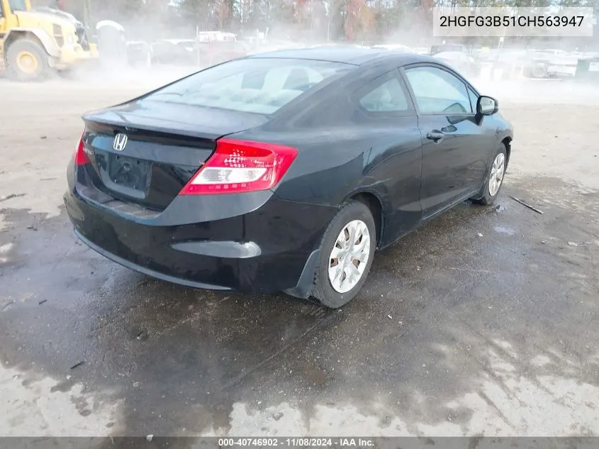 2012 Honda Civic Lx VIN: 2HGFG3B51CH563947 Lot: 40746902