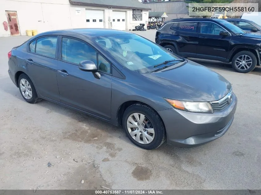 2012 Honda Civic Lx VIN: 2HGFB2F59CH558160 Lot: 40753587