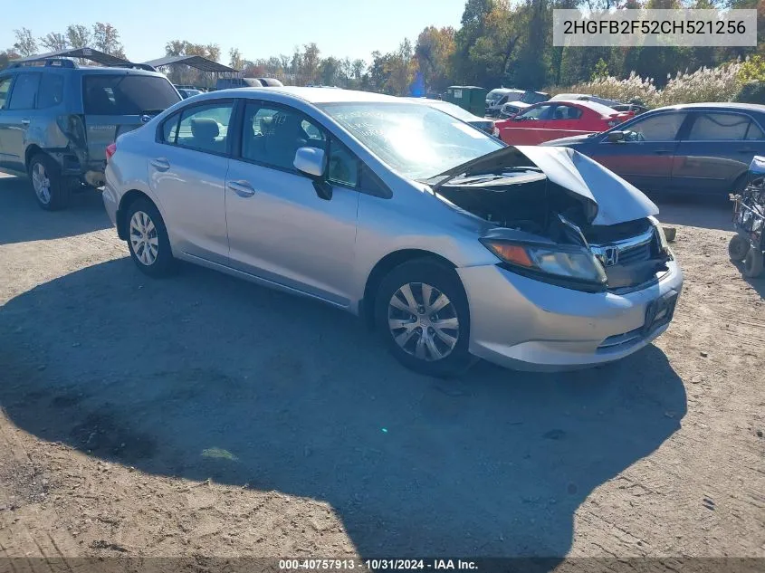 2012 Honda Civic Lx VIN: 2HGFB2F52CH521256 Lot: 40757913