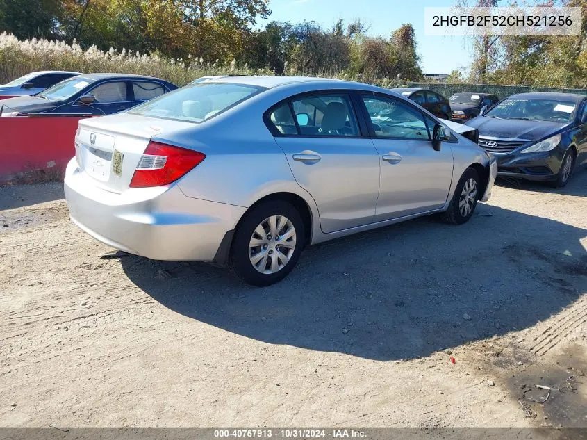 2012 Honda Civic Lx VIN: 2HGFB2F52CH521256 Lot: 40757913