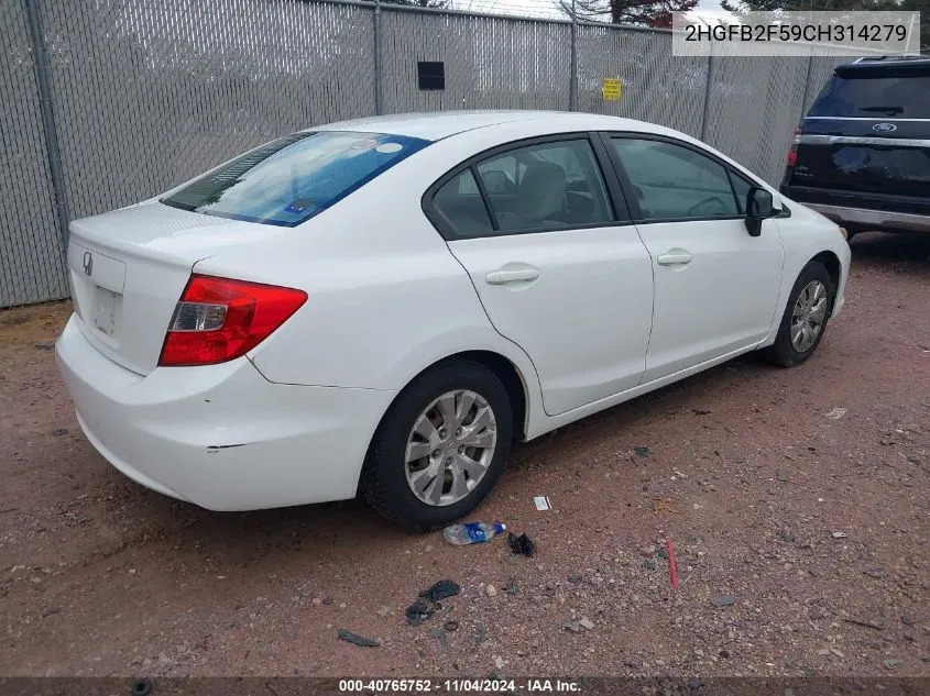 2HGFB2F59CH314279 2012 Honda Civic Lx