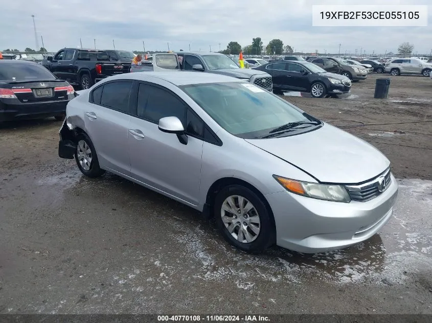 2012 Honda Civic Lx VIN: 19XFB2F53CE055105 Lot: 40770108