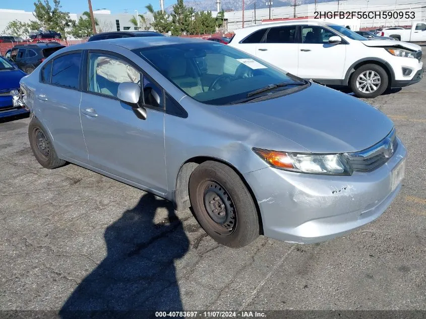 2012 Honda Civic Sdn Lx VIN: 2HGFB2F56CH590953 Lot: 40783697