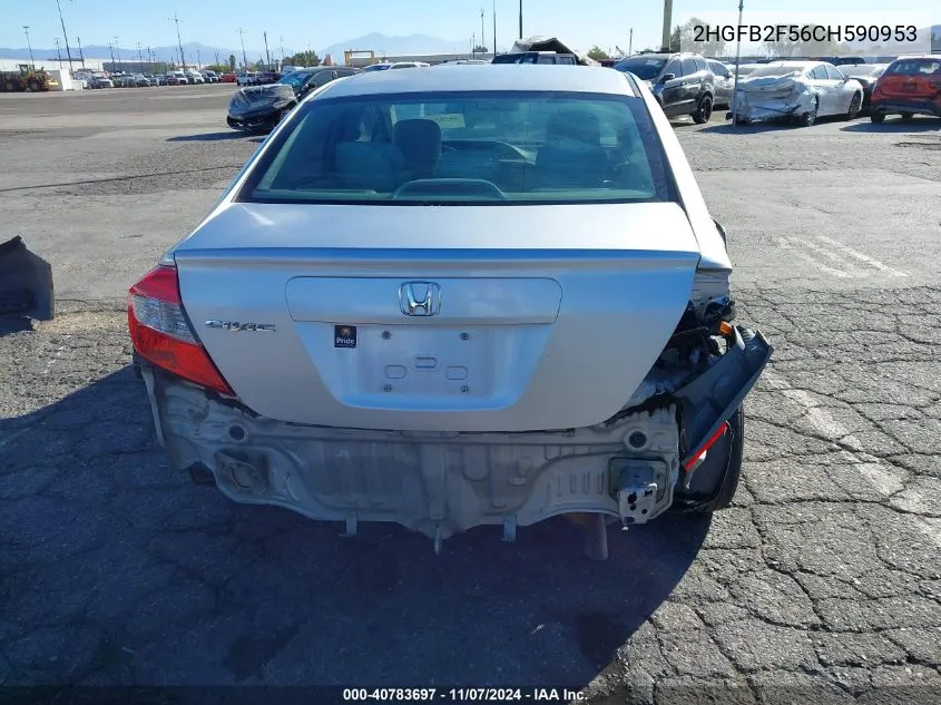 2012 Honda Civic Sdn Lx VIN: 2HGFB2F56CH590953 Lot: 40783697