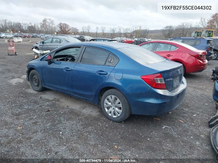 2012 Honda Civic Lx VIN: 19XFB2F55CE044302 Lot: 40794479