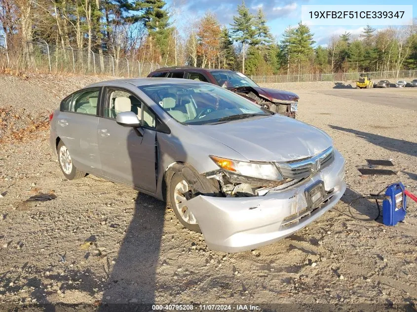 2012 Honda Civic Lx VIN: 19XFB2F51CE339347 Lot: 40795208