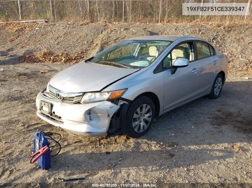 2012 Honda Civic Lx VIN: 19XFB2F51CE339347 Lot: 40795208