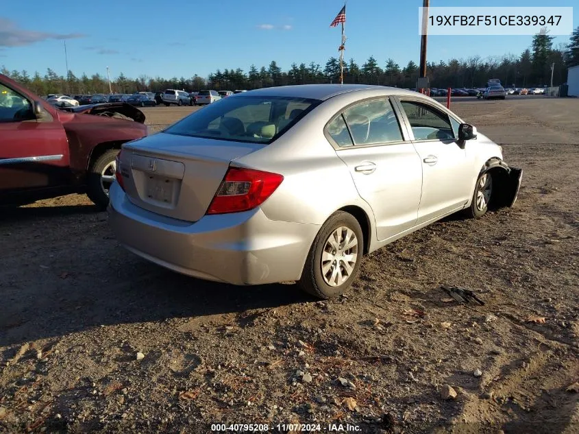 2012 Honda Civic Lx VIN: 19XFB2F51CE339347 Lot: 40795208