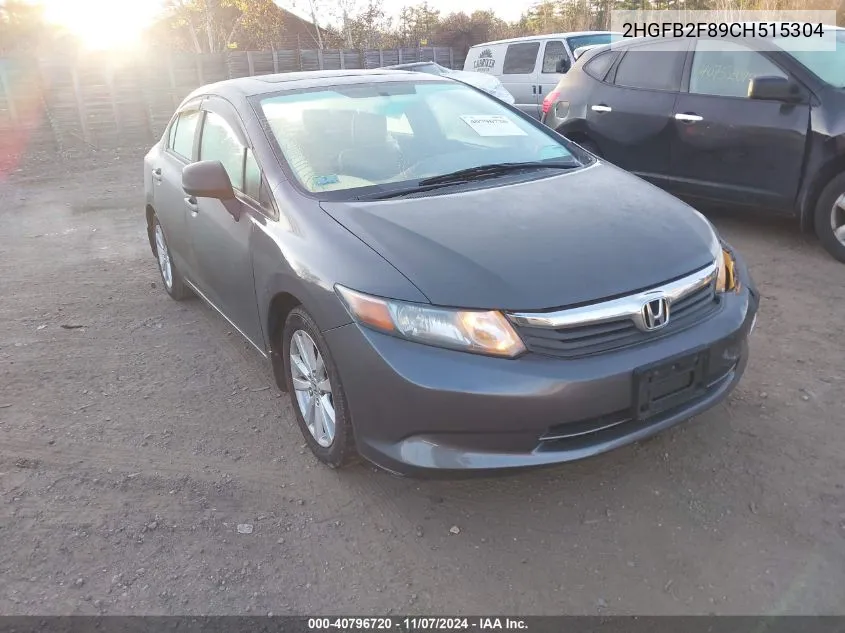 2012 Honda Civic Ex VIN: 2HGFB2F89CH515304 Lot: 40796720