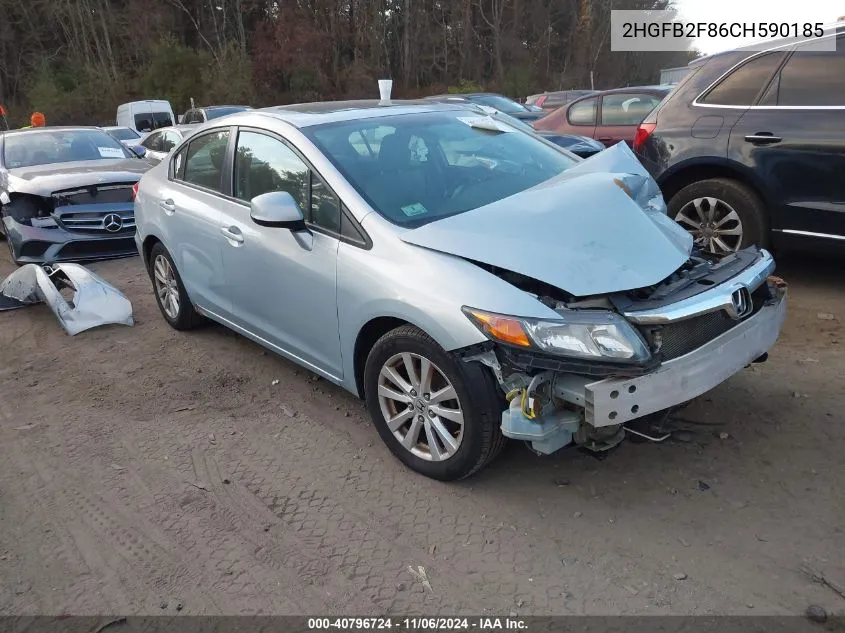 2012 Honda Civic Ex VIN: 2HGFB2F86CH590185 Lot: 40796724