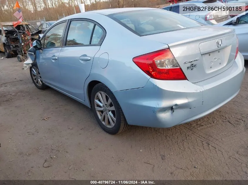 2012 Honda Civic Ex VIN: 2HGFB2F86CH590185 Lot: 40796724