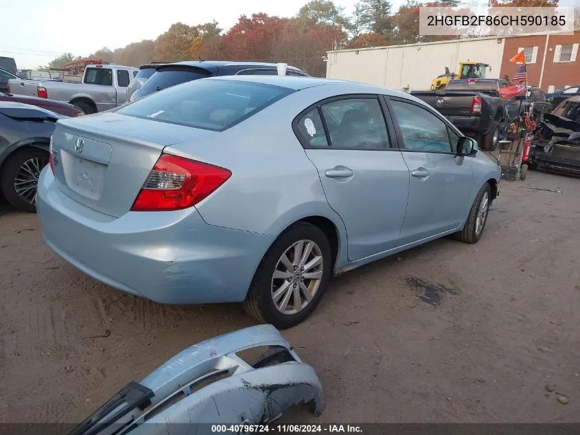 2012 Honda Civic Ex VIN: 2HGFB2F86CH590185 Lot: 40796724