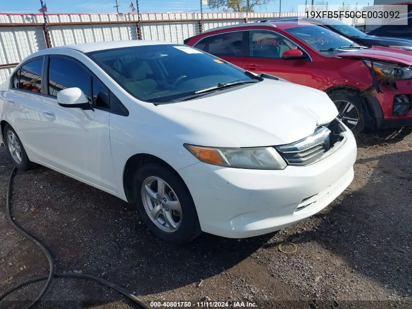 2012 Honda Civic Sdn Cng/Natural Gas VIN: 19XFB5F50CE003092 Lot: 40801750