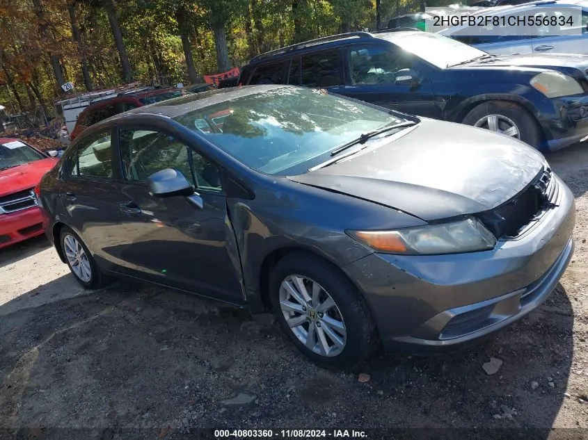 2012 Honda Civic Ex VIN: 2HGFB2F81CH556834 Lot: 40803360