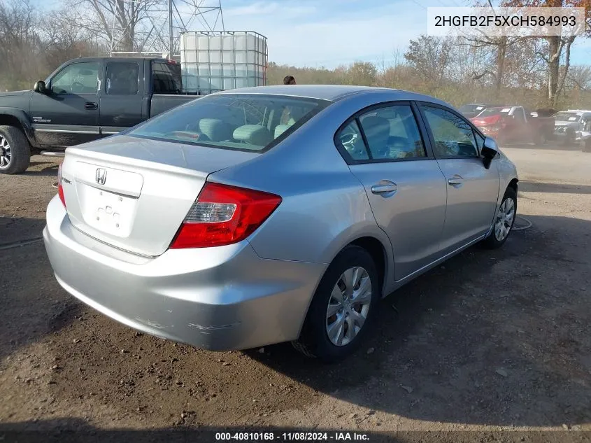 2012 Honda Civic Lx VIN: 2HGFB2F5XCH584993 Lot: 40810168