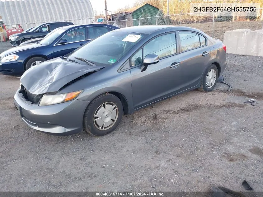 2012 Honda Civic Hf VIN: 2HGFB2F64CH555756 Lot: 40815714