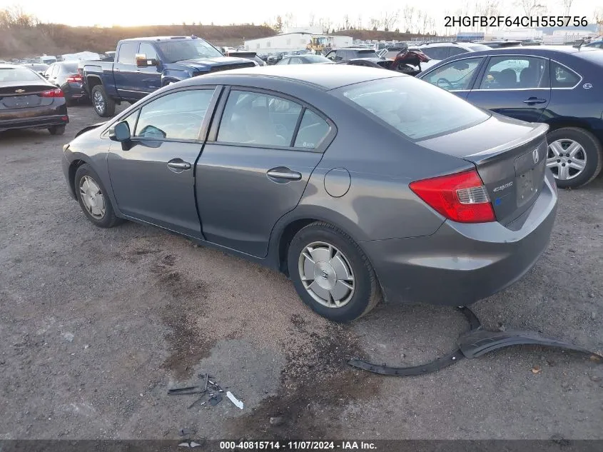 2012 Honda Civic Hf VIN: 2HGFB2F64CH555756 Lot: 40815714