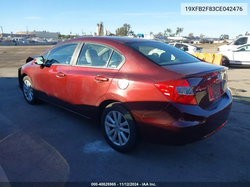 2012 Honda Civic Ex VIN: 19XFB2F83CE042476 Lot: 40825985