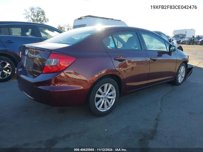 2012 Honda Civic Ex VIN: 19XFB2F83CE042476 Lot: 40825985