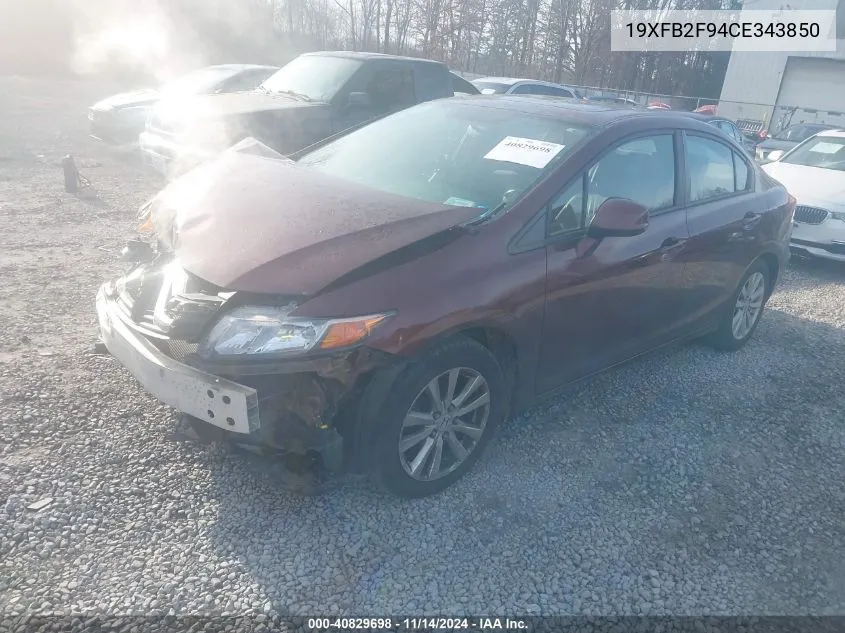 2012 Honda Civic Ex-L VIN: 19XFB2F94CE343850 Lot: 40829698