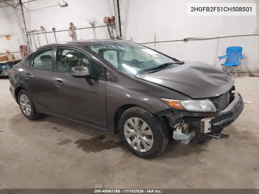 2012 Honda Civic Lx VIN: 2HGFB2F51CH508501 Lot: 40841168