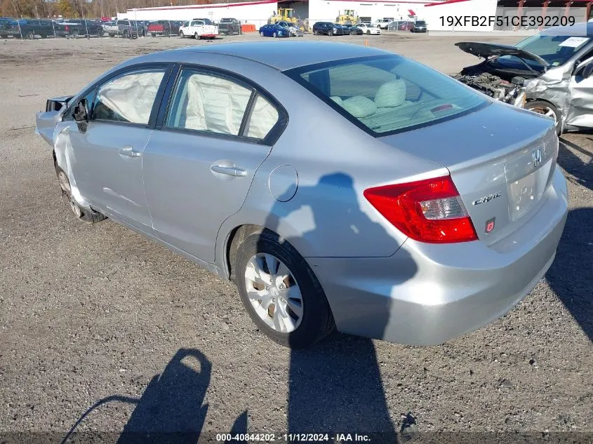 2012 Honda Civic Lx VIN: 19XFB2F51CE392209 Lot: 40844202