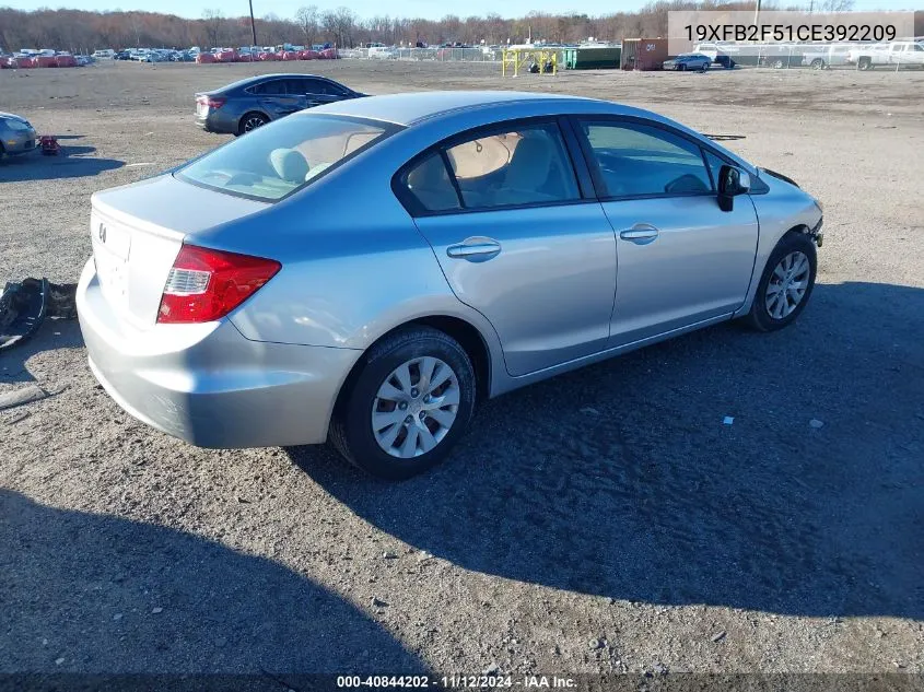 2012 Honda Civic Lx VIN: 19XFB2F51CE392209 Lot: 40844202