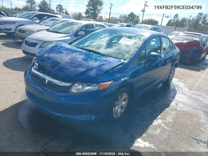 2012 Honda Civic Lx VIN: 19XFB2F59CE034789 Lot: 40853899