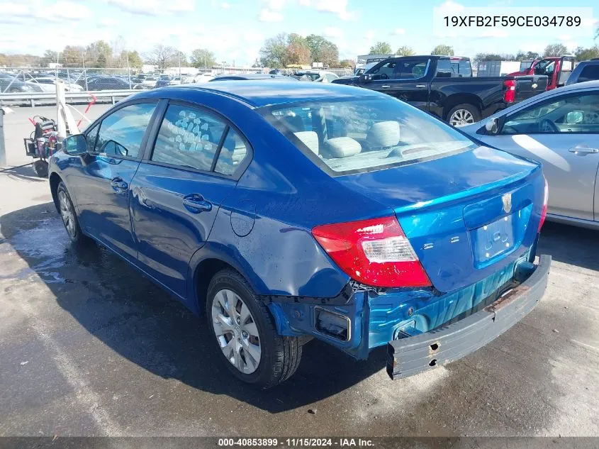 2012 Honda Civic Lx VIN: 19XFB2F59CE034789 Lot: 40853899