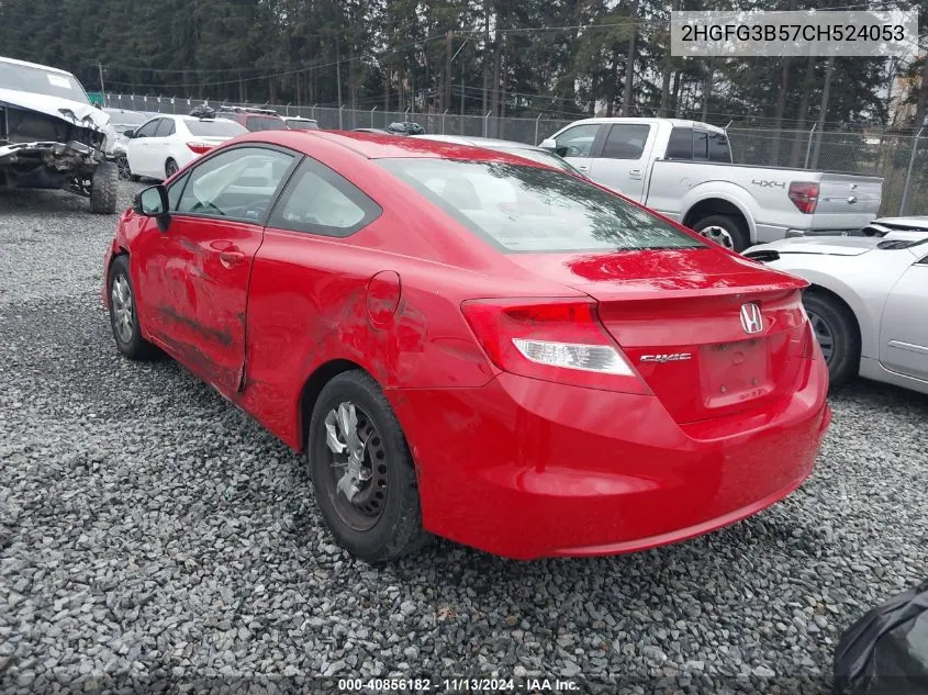 2012 Honda Civic Lx VIN: 2HGFG3B57CH524053 Lot: 40856182