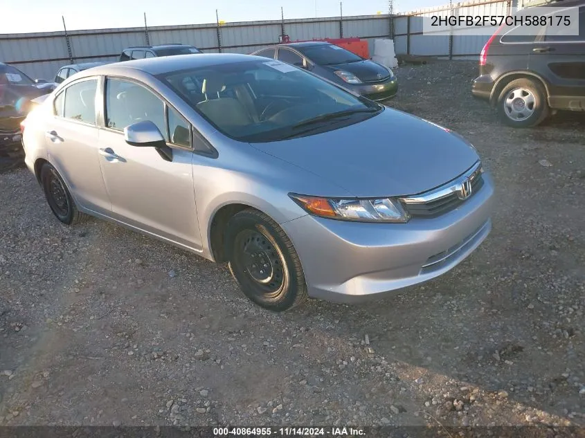 2012 Honda Civic Lx VIN: 2HGFB2F57CH588175 Lot: 40864955