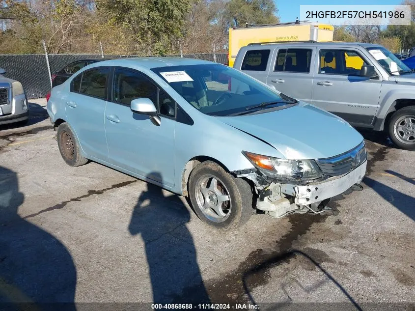 2012 Honda Civic Lx VIN: 2HGFB2F57CH541986 Lot: 40868688