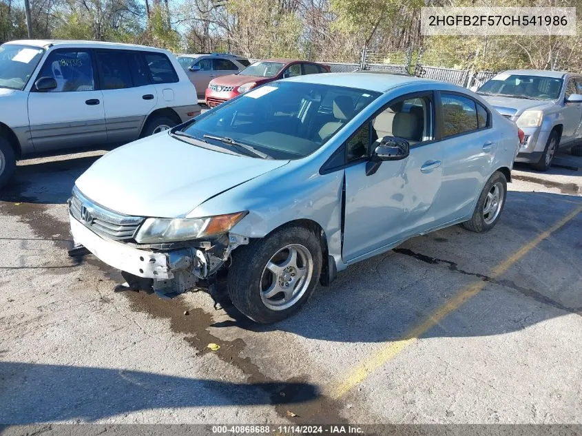 2012 Honda Civic Lx VIN: 2HGFB2F57CH541986 Lot: 40868688