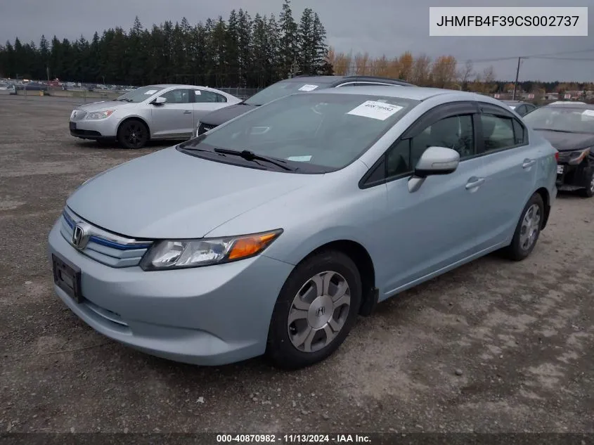 2012 Honda Civic Hybrid VIN: JHMFB4F39CS002737 Lot: 40870982