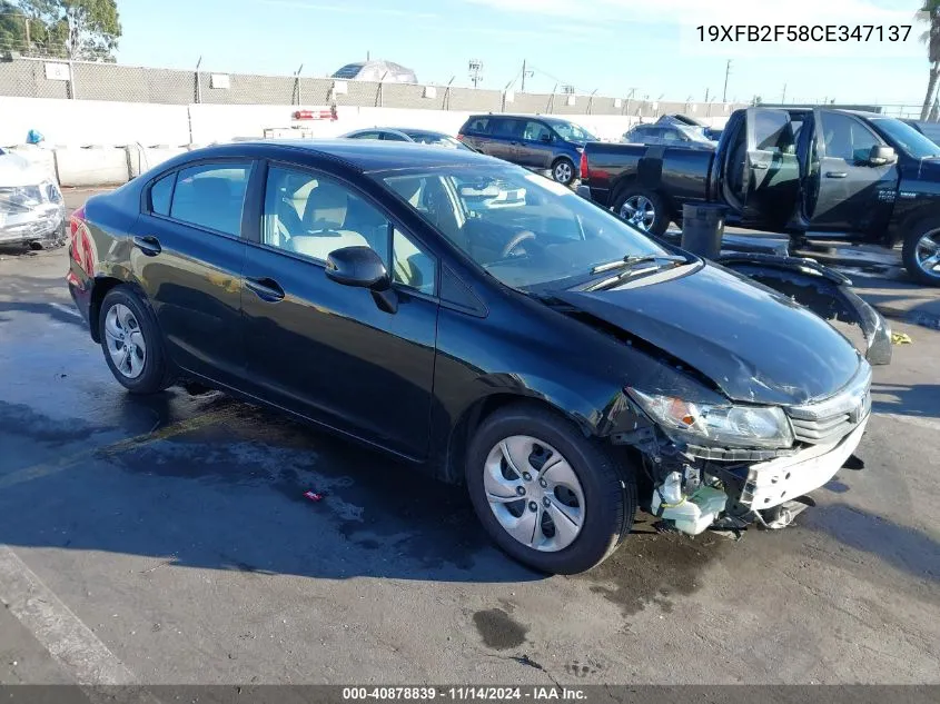 2012 Honda Civic Lx VIN: 19XFB2F58CE347137 Lot: 40878839