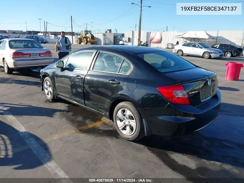 2012 Honda Civic Lx VIN: 19XFB2F58CE347137 Lot: 40878839