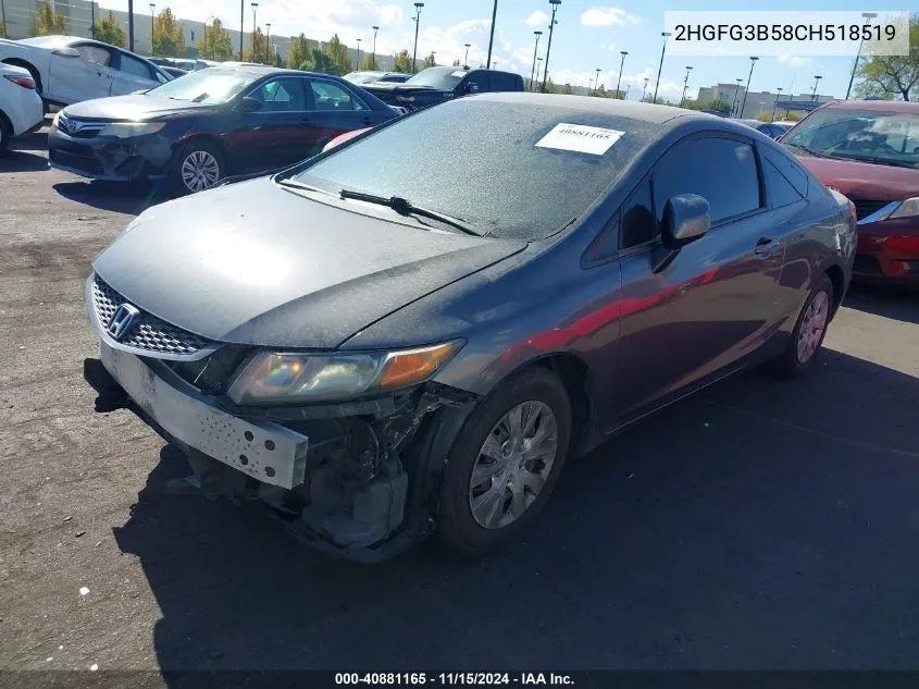 2012 Honda Civic Lx VIN: 2HGFG3B58CH518519 Lot: 40881165