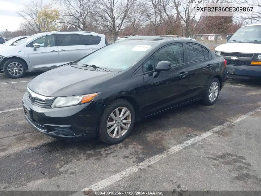 2012 Honda Civic Ex VIN: 19XFB2F86CE309867 Lot: 40915256