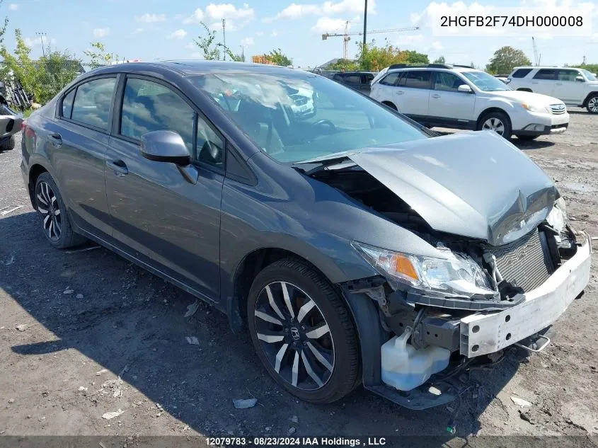 2013 Honda Civic Sdn VIN: 2HGFB2F74DH000008 Lot: 12079783