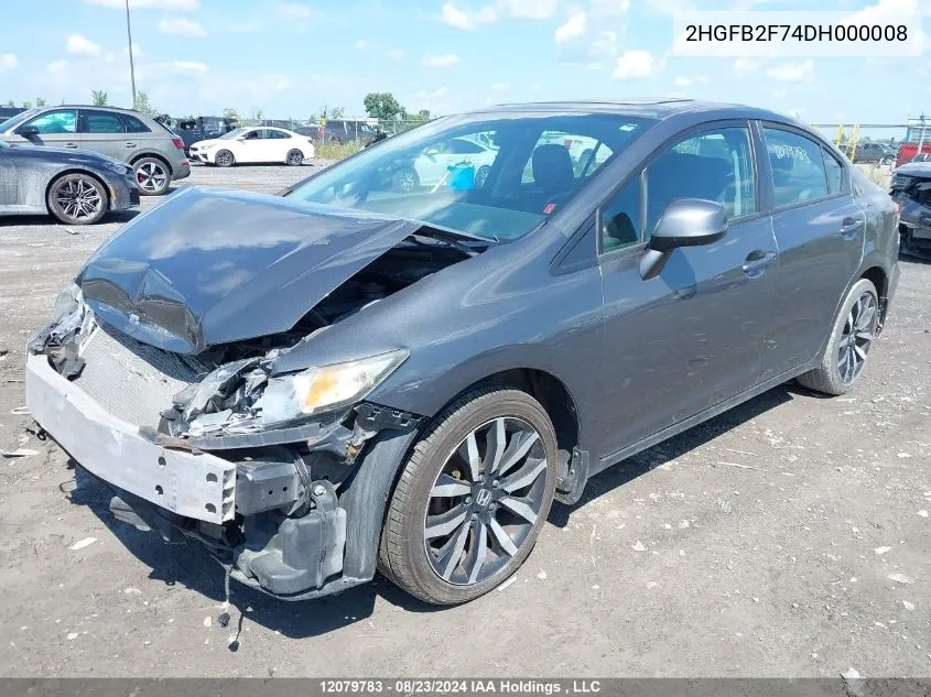 2013 Honda Civic Sdn VIN: 2HGFB2F74DH000008 Lot: 12079783