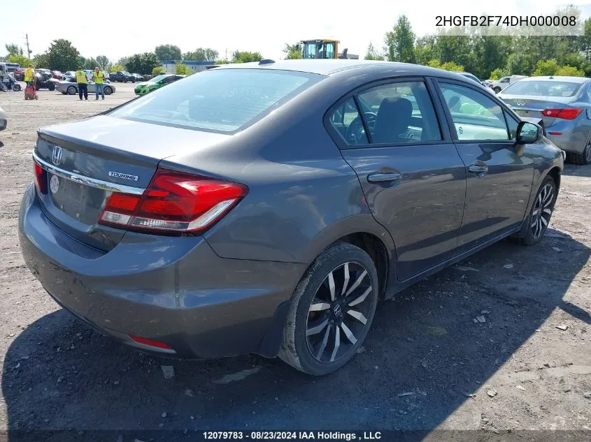 2013 Honda Civic Sdn VIN: 2HGFB2F74DH000008 Lot: 12079783