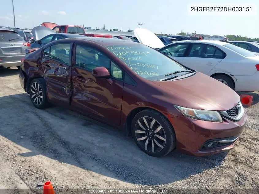 2HGFB2F72DH003151 2013 Honda Civic Sdn