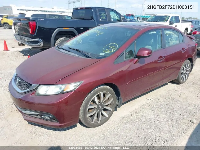 2HGFB2F72DH003151 2013 Honda Civic Sdn