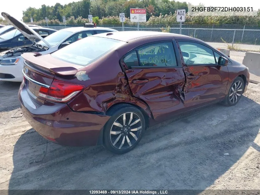 2HGFB2F72DH003151 2013 Honda Civic Sdn