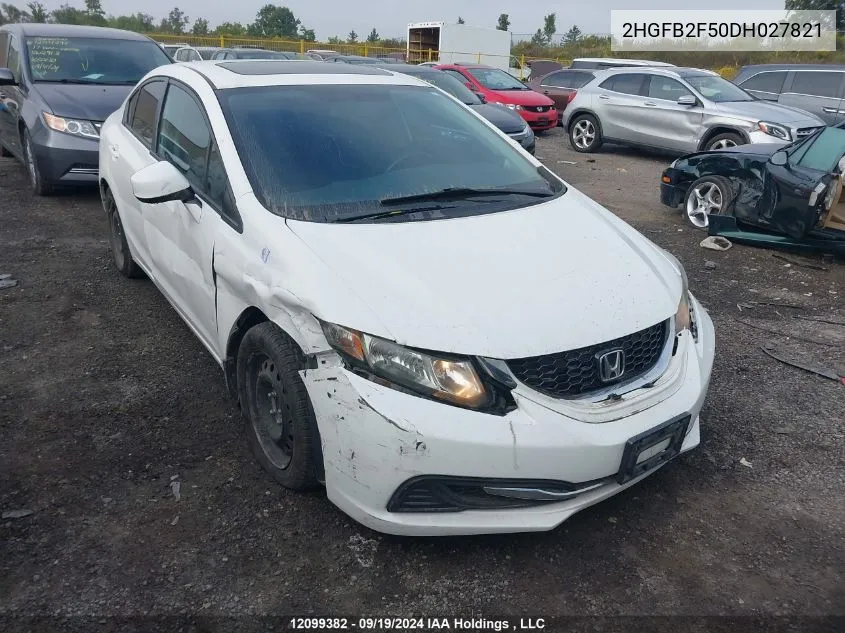 2013 Honda Civic Sdn VIN: 2HGFB2F50DH027821 Lot: 12099382