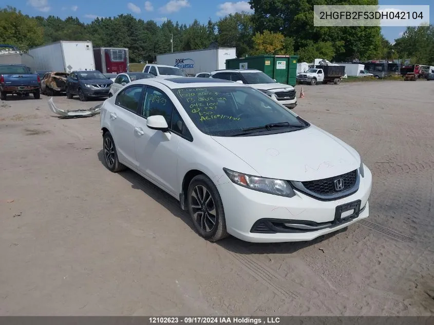 2013 Honda Civic Ex 4Dr VIN: 2HGFB2F53DH042104 Lot: 12102623