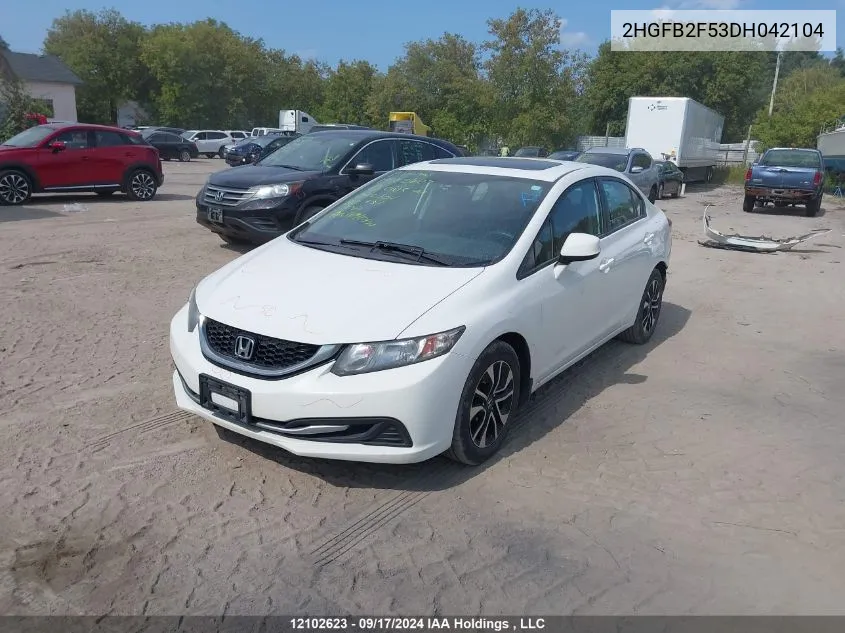 2013 Honda Civic Ex 4Dr VIN: 2HGFB2F53DH042104 Lot: 12102623